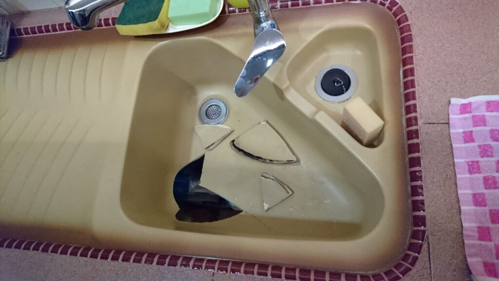 broken kitchen sink