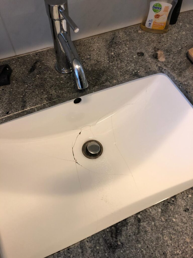 cracked undermount sink