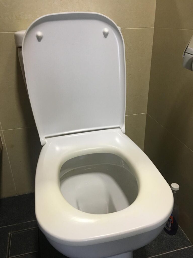 toilet seat yellowish